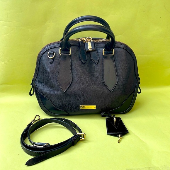 Vintage dark brown/gold Burberry calfskin leather boiling bag with lock and key - Picture 1 of 16